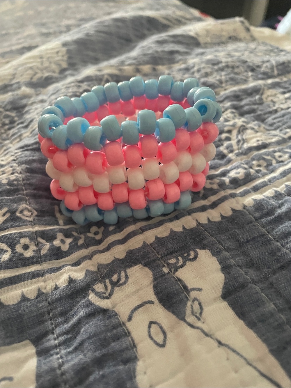 Girls Stretch Beaded Bracelet - Pink, White & Light Blue